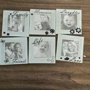 PHOTO COASTER SET - (6 PHOTO COASTERS AND INCLUDES BLACK WOODEN HOLDER)